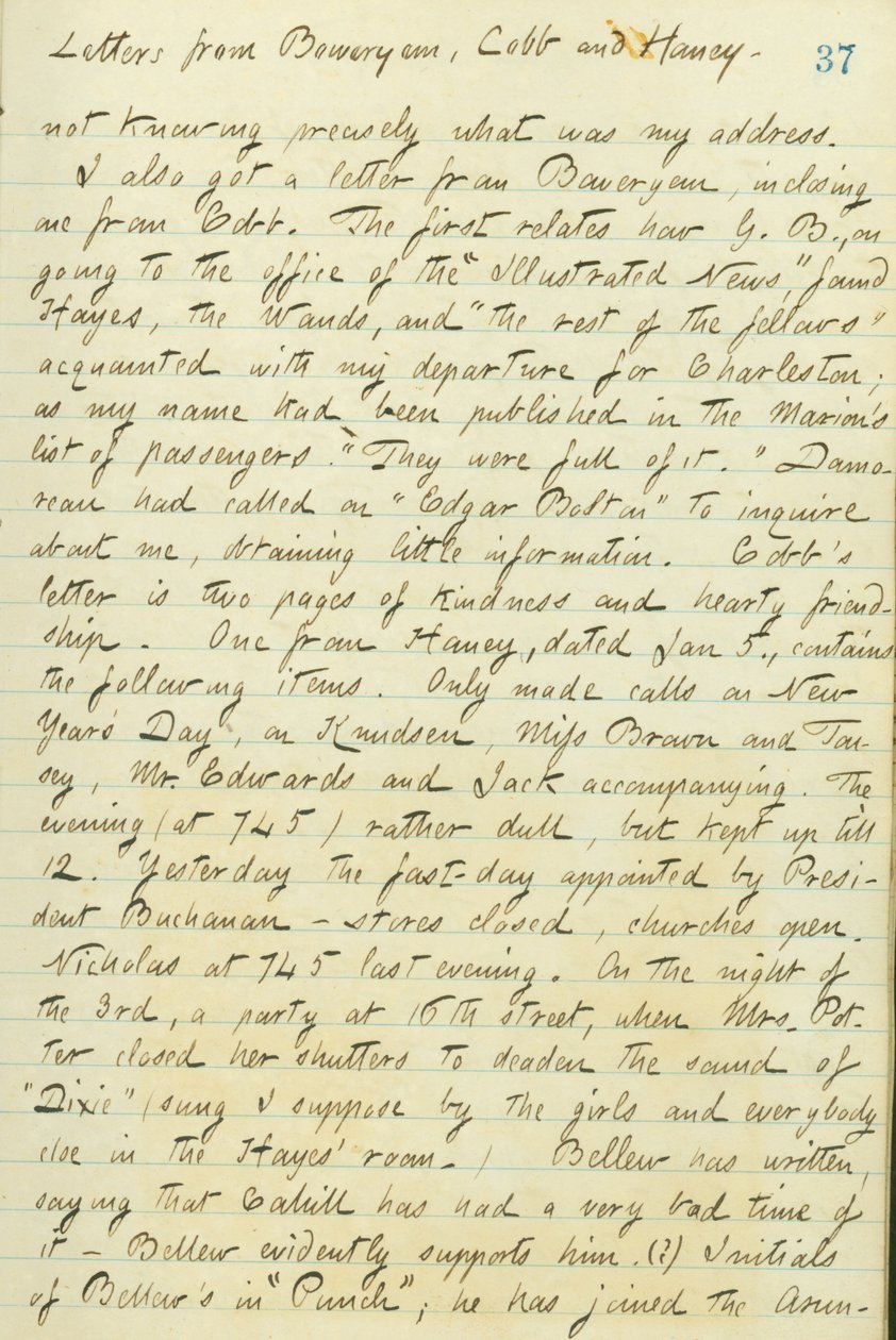 Thomas Butler Gunn Diaries - Volume 15, page 44, January 6, 1861 by Thomas Butler Gunn