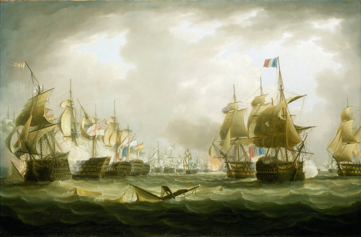 The Battle of Trafalgar, 21 October 1805, Beginning of the Action by Thomas Buttersworth