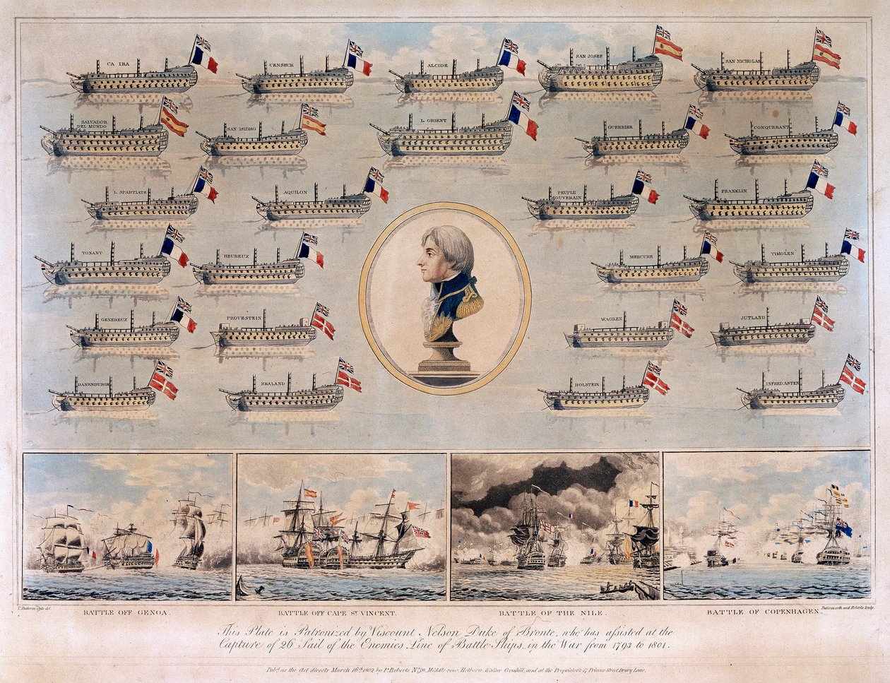 The Warships Captured by Horatio Nelson Between 1793 and 1801, During the Naval Battles of Genoa by Thomas Buttersworth