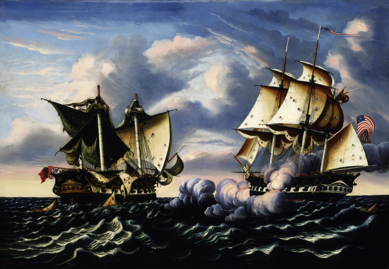 Capture of H.B.M. Frigate Macedonian by U.S. Frigate United States, October 25, 1812, 1852 by Thomas Chambers