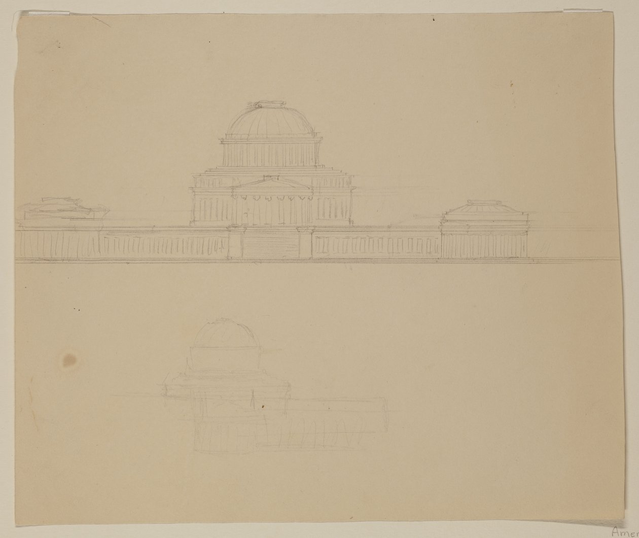 Elevation of the Ohio State House, c.1838 by Thomas Cole