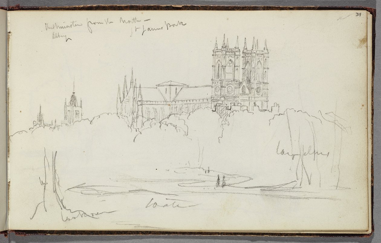 Westminster Abbey from the North, St. James Park, c.1830 by Thomas Cole