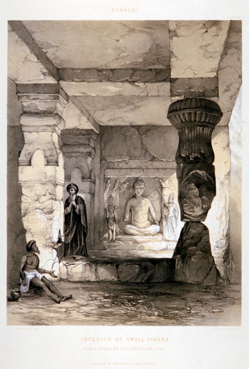 Kannari, Interior of a Small Vihara, India by Thomas Colman Dibdin