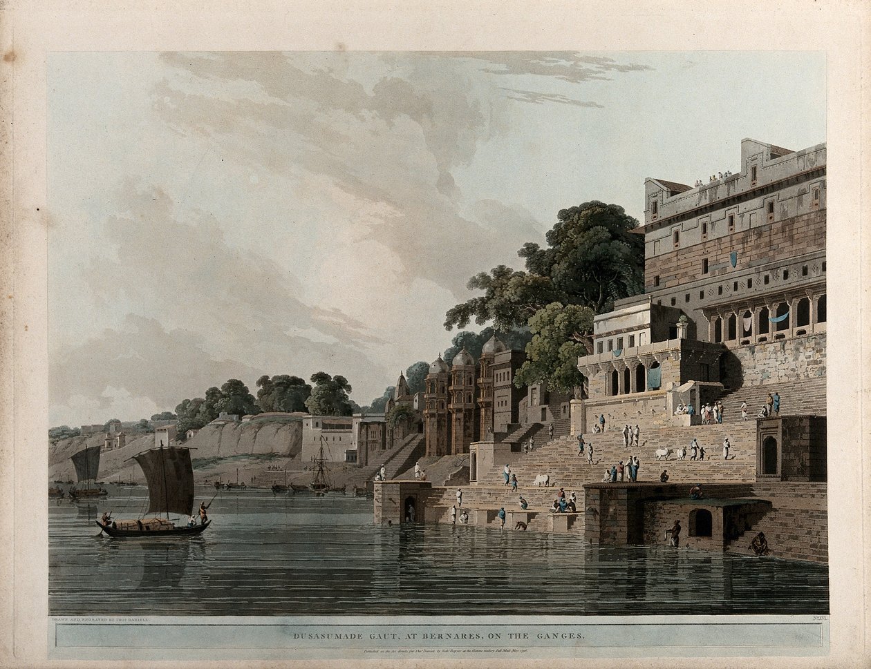 Dusasumade Gaut, at Benares by Thomas Daniell