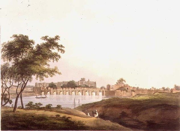 The Bridge at Juonpore, Bengal, engraved by H. Merke, pub. by Edward Orme 1804 by Thomas Daniell