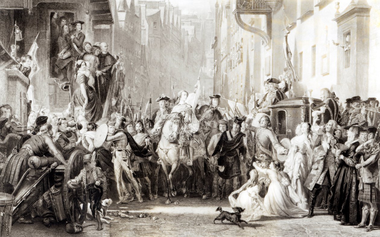 Prince Charles Edward (1720-88) and the Highlanders Entering Edinburgh after the Battle of Preston, 21st September 1745 by Thomas Duncan