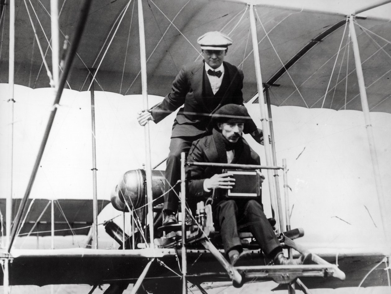 Thomas E. Grant with Mr Lewis Turner in a Flying Machine to Photograph the Eclipse, 1912 by Thomas E. and Horace Grant Grant