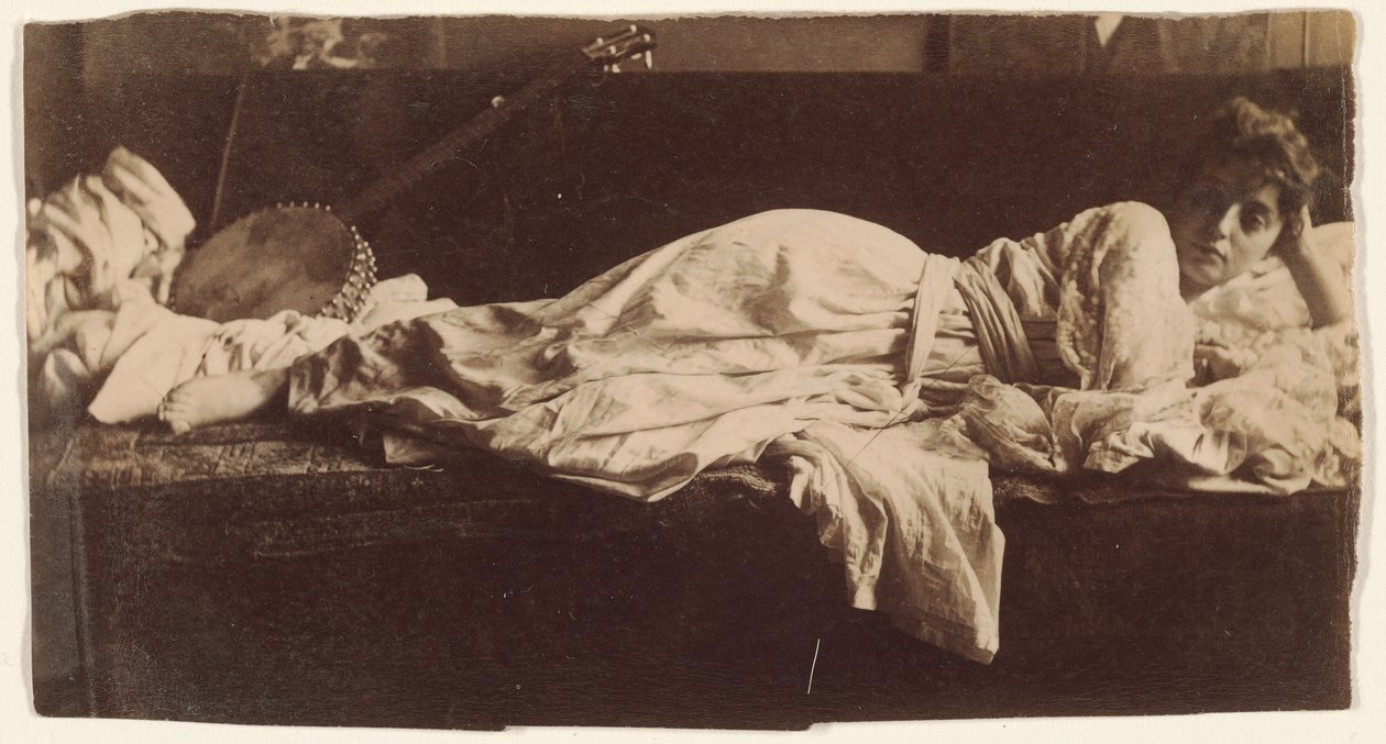 Blanche Gilroy in Classical Costume, Reclining with Banjo by Thomas Eakins