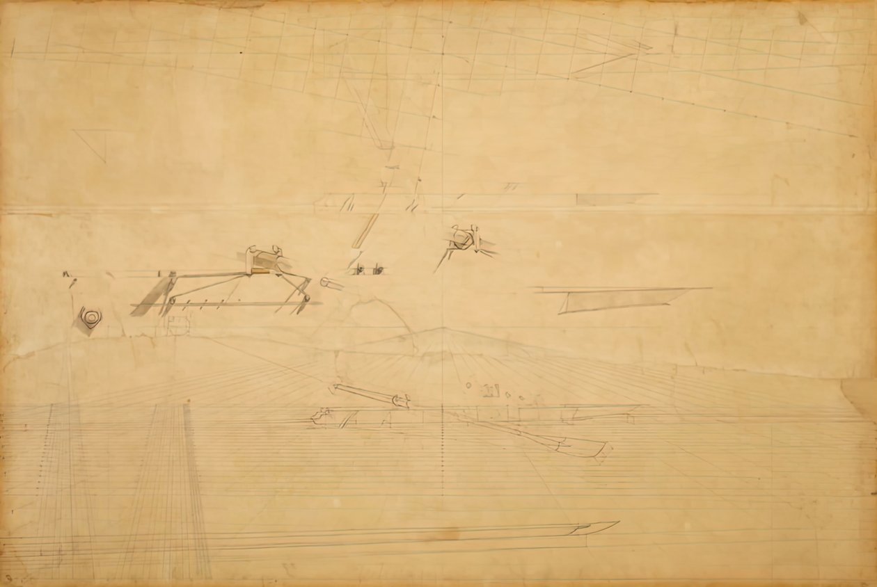 Perspective Drawing for The Biglin Brothers Turning the Stake by Thomas Eakins