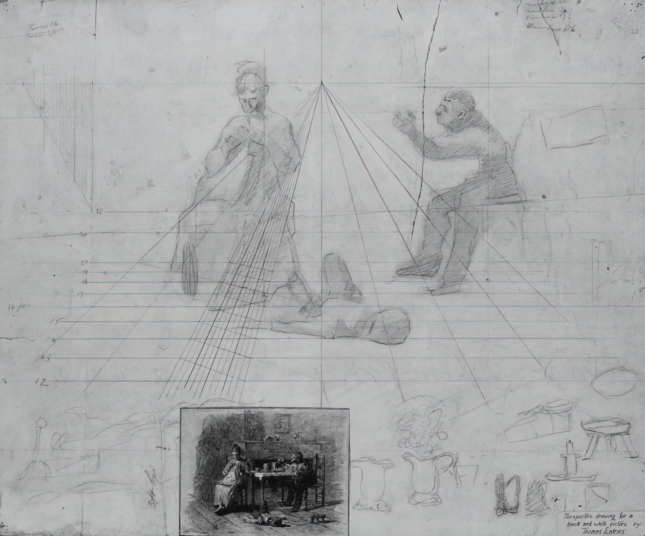 Untitled Perspective Study for Illustration for Magazine Story, Mr. Neelus Peeler