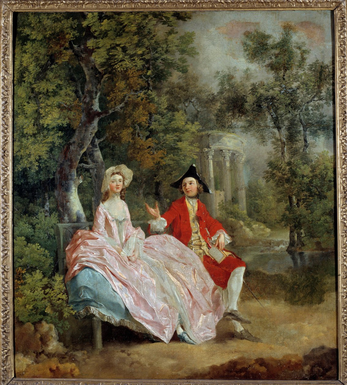 Conversation in a park: Thomas Gainsborough and his wife Margaret Painting by Thomas Gainsborough (1727-1788) 1746 Sun. 0,73 x 0,68 m - Conversation in a Park: Thomas Gainsborough and his bride, Margaret. Painting by Thomas Gainsborough (1727-1788) by Thomas Gainsborough