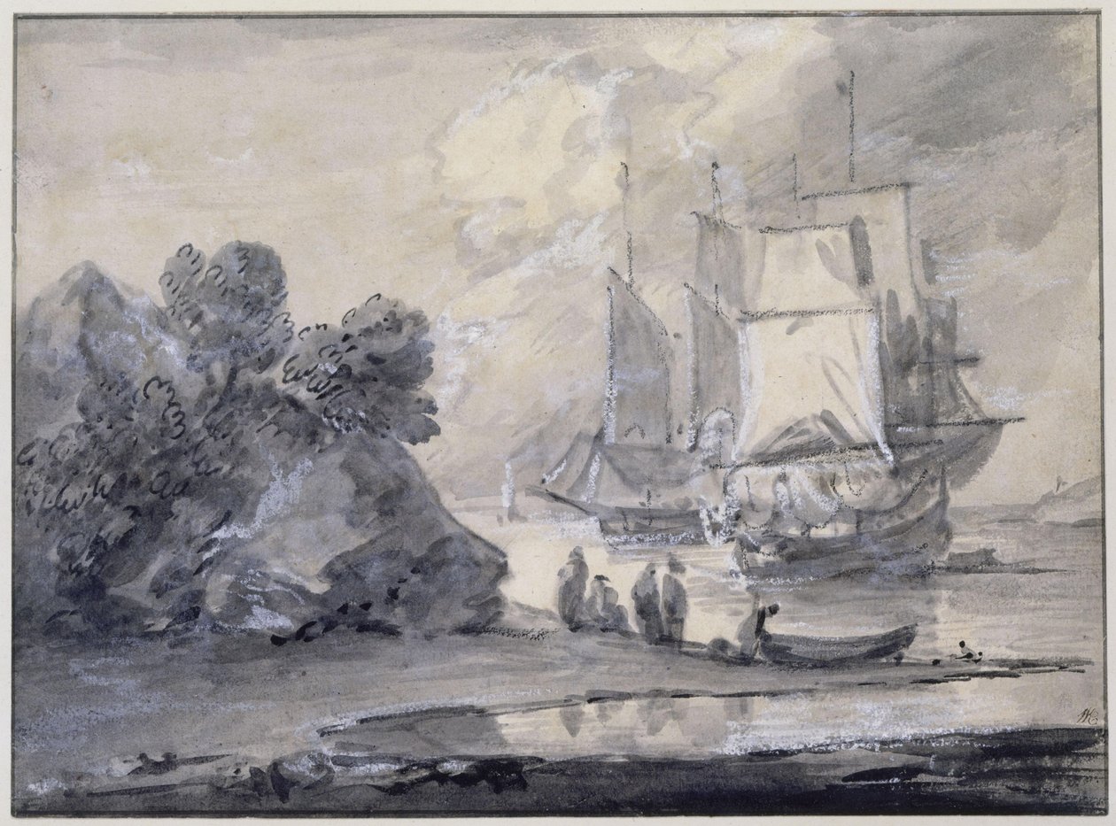 Coastal Scene with Figures and Ships by Thomas Gainsborough