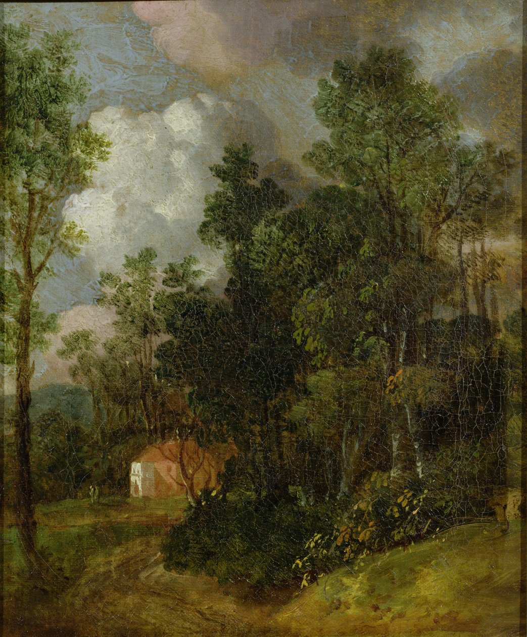 Wooded Landscape with Country House and Two Figures by Thomas Gainsborough