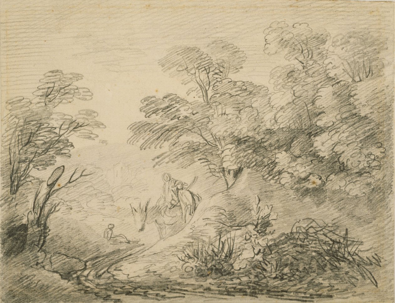 Wooded Landscape with Donkey and Figures, c.1759 by Thomas Gainsborough