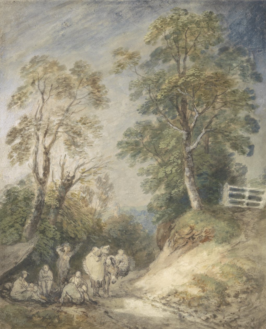 Wooded Landscape with Gypsy Encampment (c.1760-65) by Thomas Gainsborough