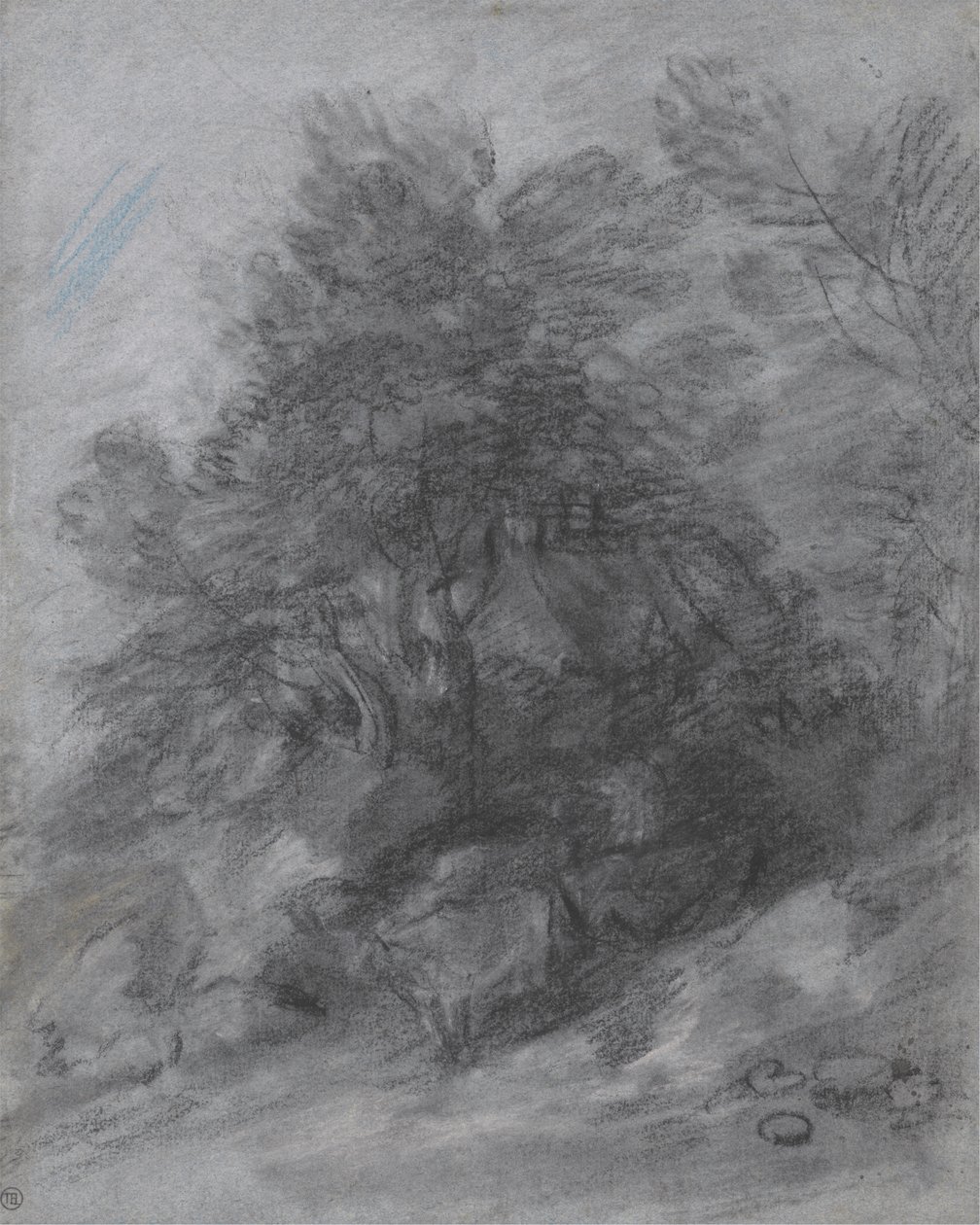 Wooded Landscape with Herdsman, Cows and Cottage by Thomas Gainsborough