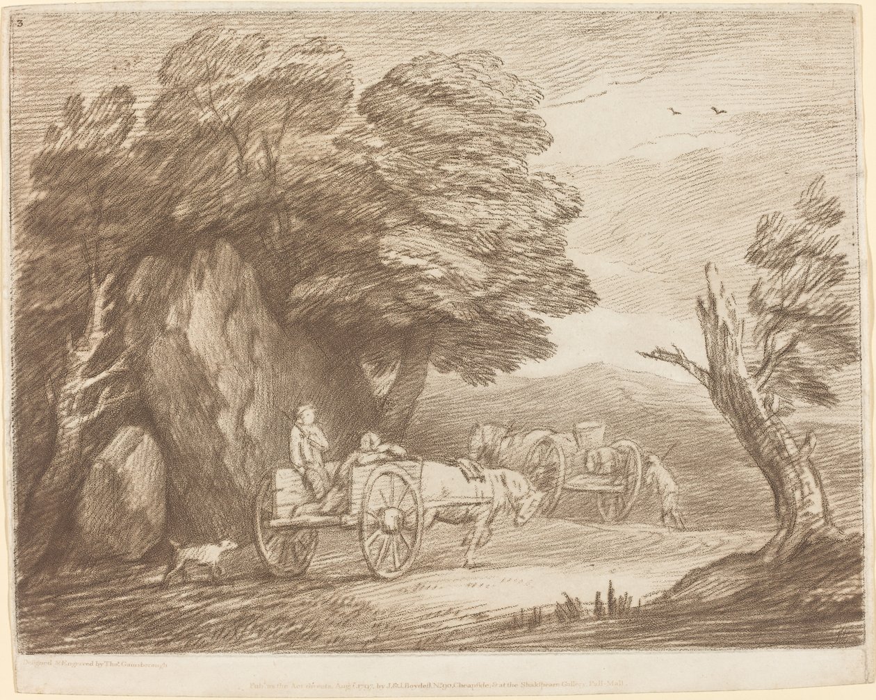 Wooded Landscape with Two Country Carts and Figures by Thomas Gainsborough