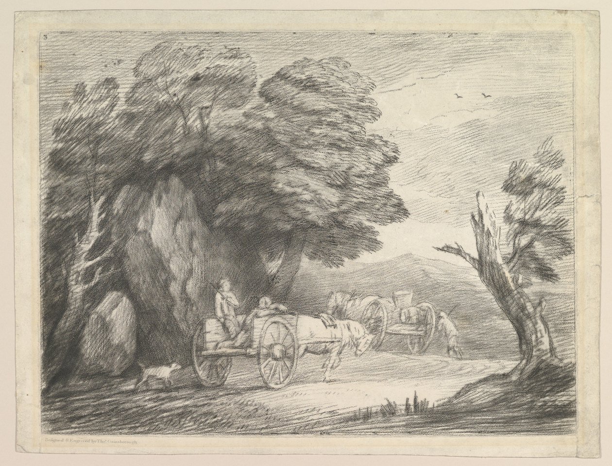 Wooded Landscape with Two Country Carts and Figures, August 1, 1797 by Thomas Gainsborough