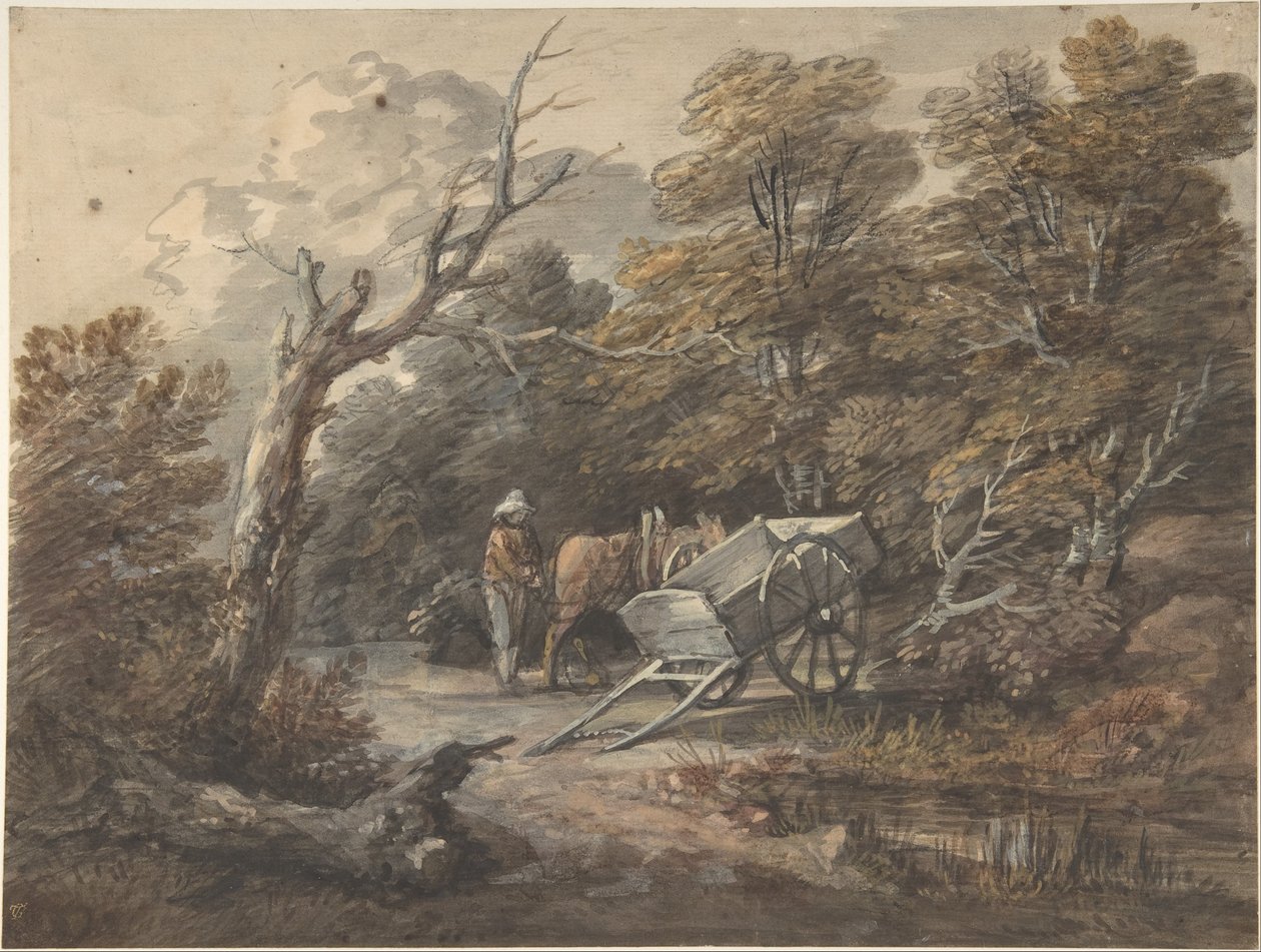 Woodland Scene with a Peasant, a Horse, and a Cart by Thomas Gainsborough