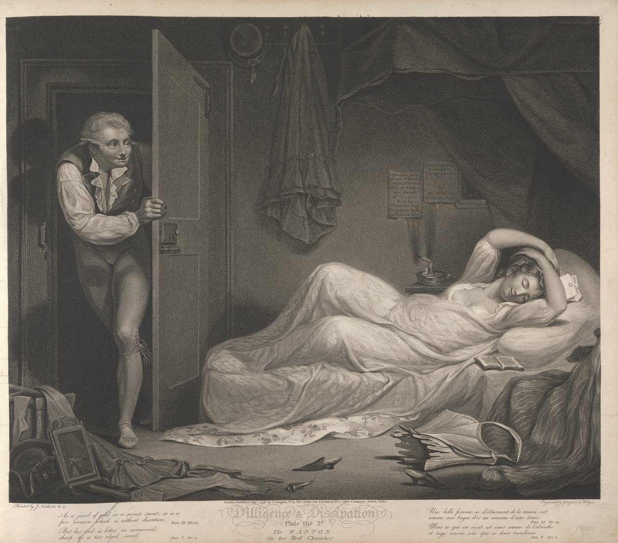 Diligence and Dissipation: The Wanton in her Bed Chamber (Plate 3) by Thomas Gaugain