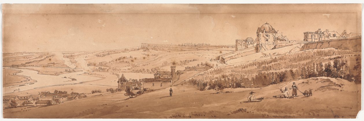 A Selection of Twenty of the Most Picturesque Views in Paris: View from Palace Terrace at St. Germain-en-Laye, the Aqueduct of Marli Seen in the Distance by Thomas Girtin