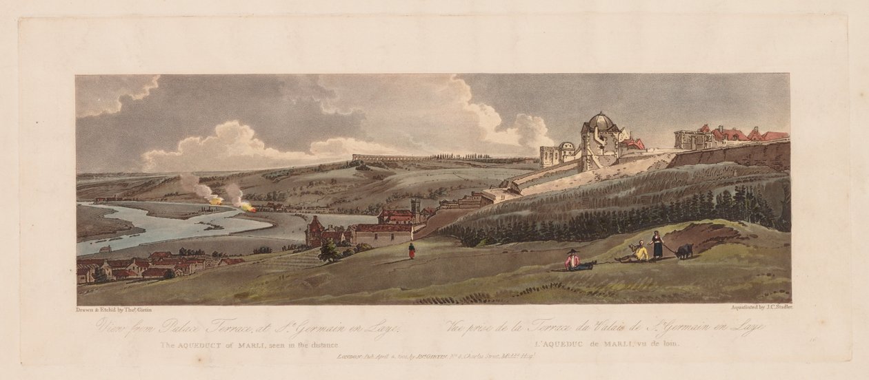 A Selection of Twenty of the Most Picturesque Views in Paris: View from Palace Terrace, at St. Germain en Laye, the Aquaduct of Marli seen in the Distance by Thomas Girtin