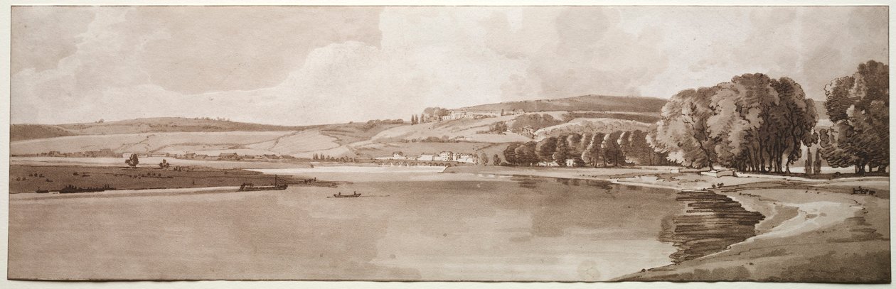 A Selection of Twenty of the Most Picturesque Views in Paris: View of Belle Vue & Pont de Sève by Thomas Girtin