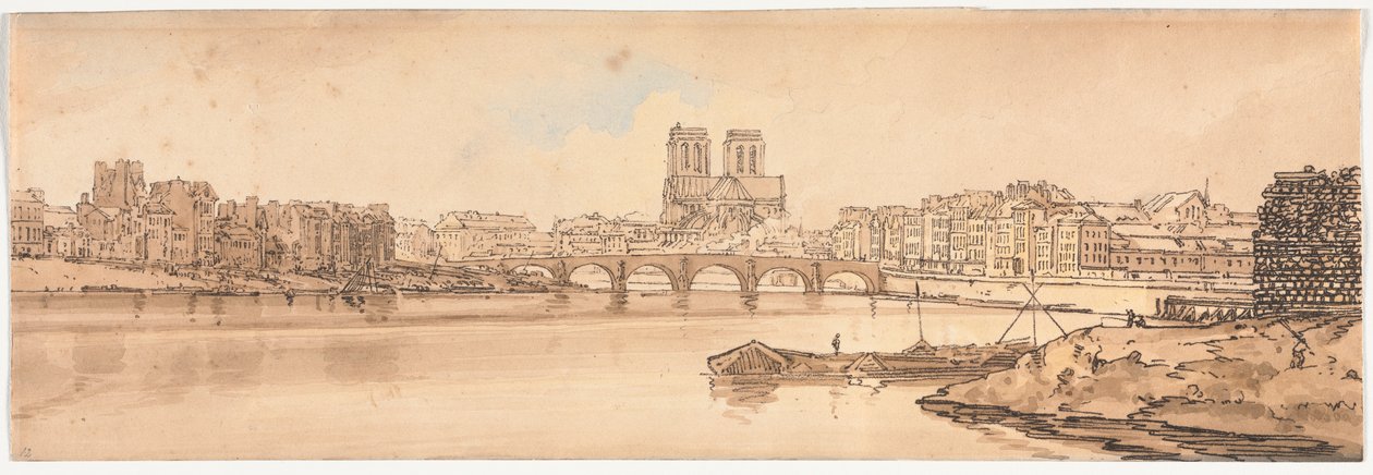 A Selection of Twenty of the Most Picturesque Views in Paris: View of Pont de la Tournelle and Notre Dame taken from the Arsenal by Thomas Girtin