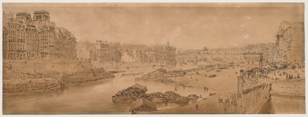 A Selection of Twenty of the Most Picturesque Views in Paris: View of the City with the Louvre taken from the Pont Marie by Thomas Girtin