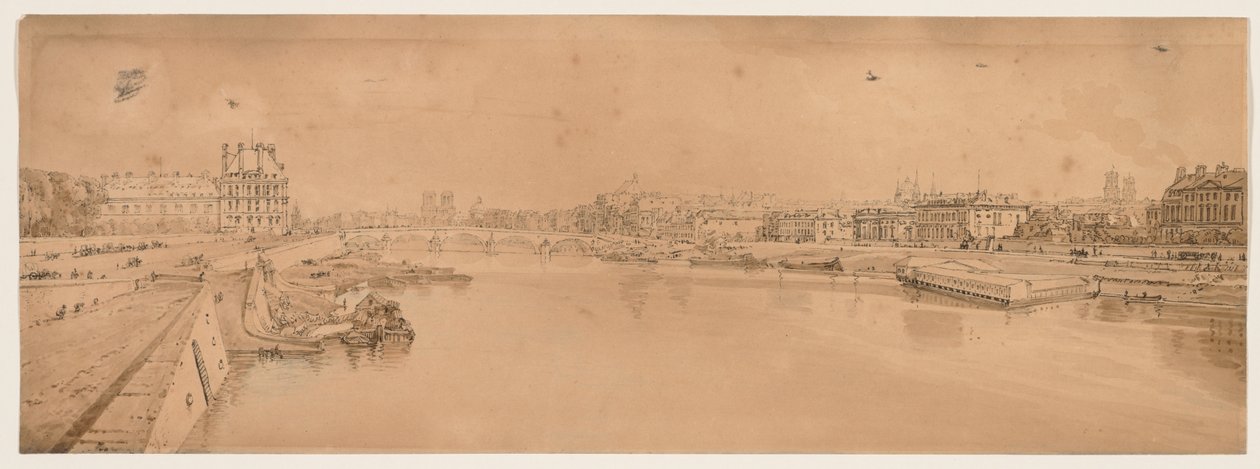 A Selection of Twenty of the Most Picturesque Views in Paris: View of the Tuilleries and Bridge and taken from Pont de la Concorde by Thomas Girtin