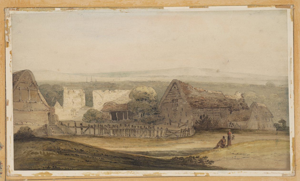 An Extensive Building with Farm Buildings and Church Ruin by Thomas Girtin