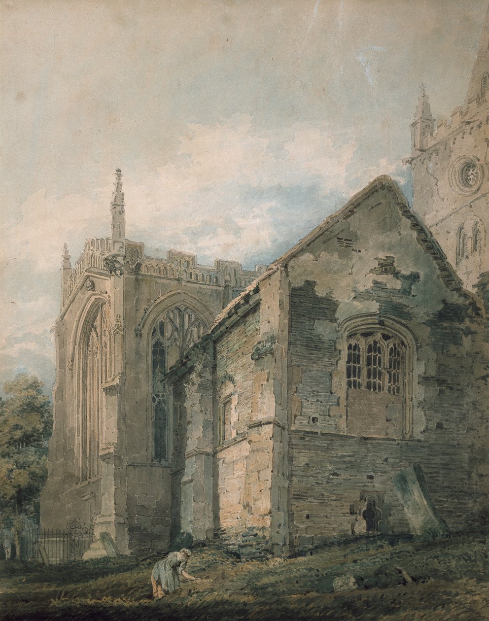 The Ancient Charnel House, Holy Trinity Church, Stratford-upon-Avon by Thomas Girtin