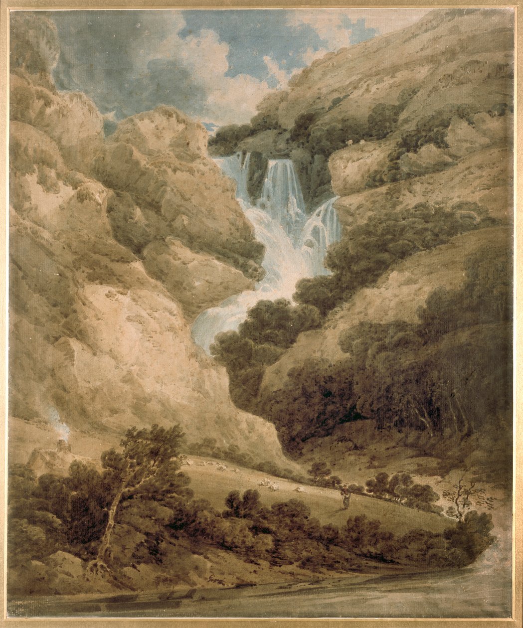 The Gorge of Wathenlath with the Falls of Lodore, Derwentwater by Thomas Girtin