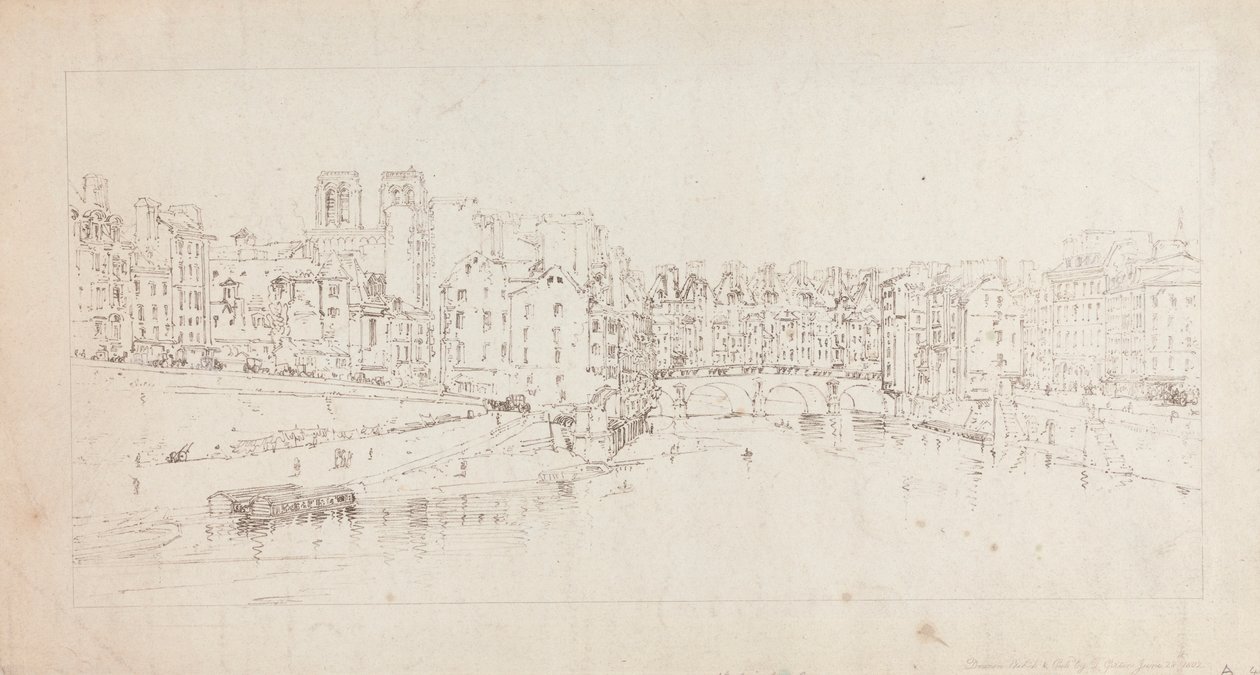 View of Pont St. Michel from Pont Neuf by Thomas Girtin