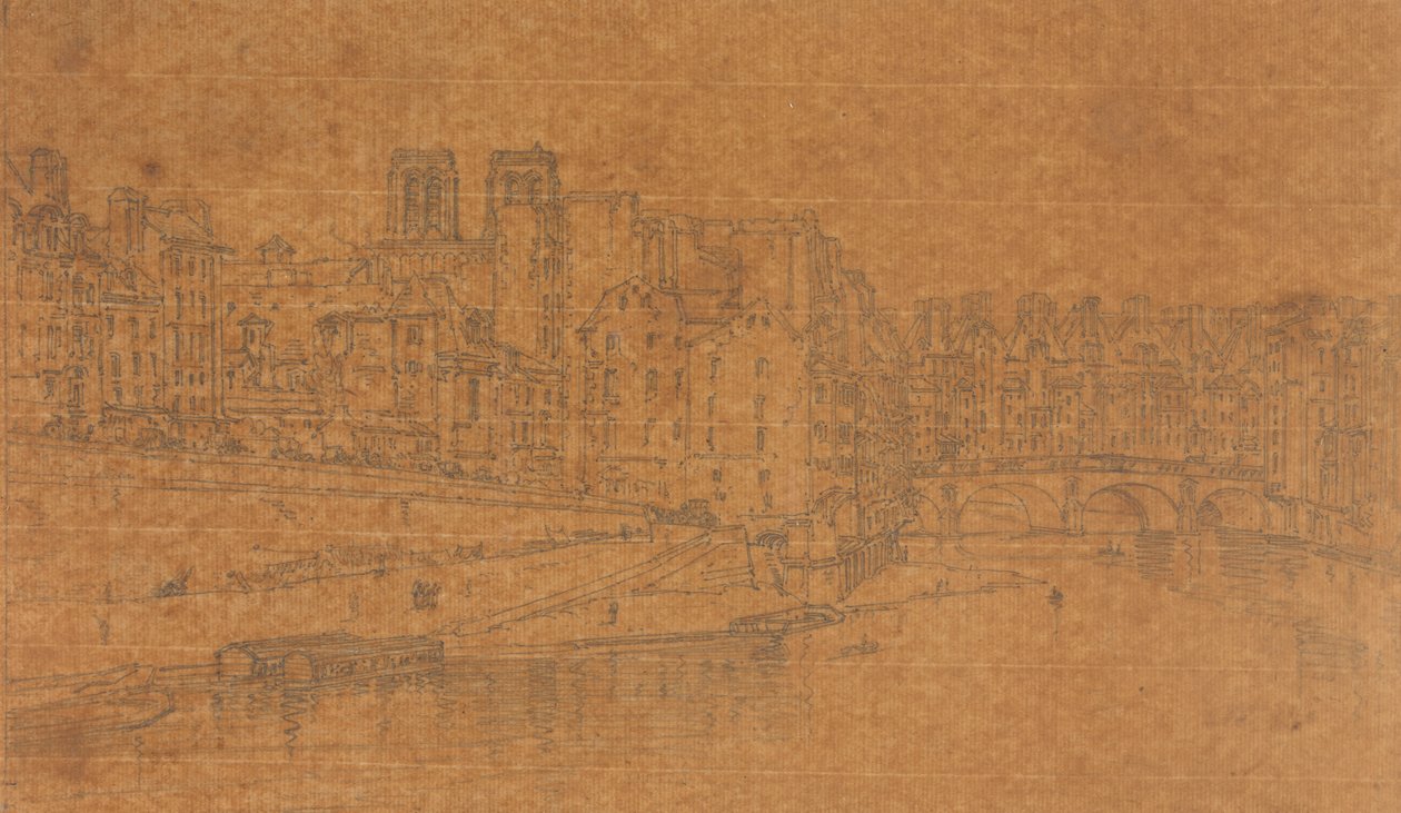 View of the Pont St. Michel, taken from the Pont Neuf, 1803 (study for Plate 4 from Views in Paris) by Thomas Girtin