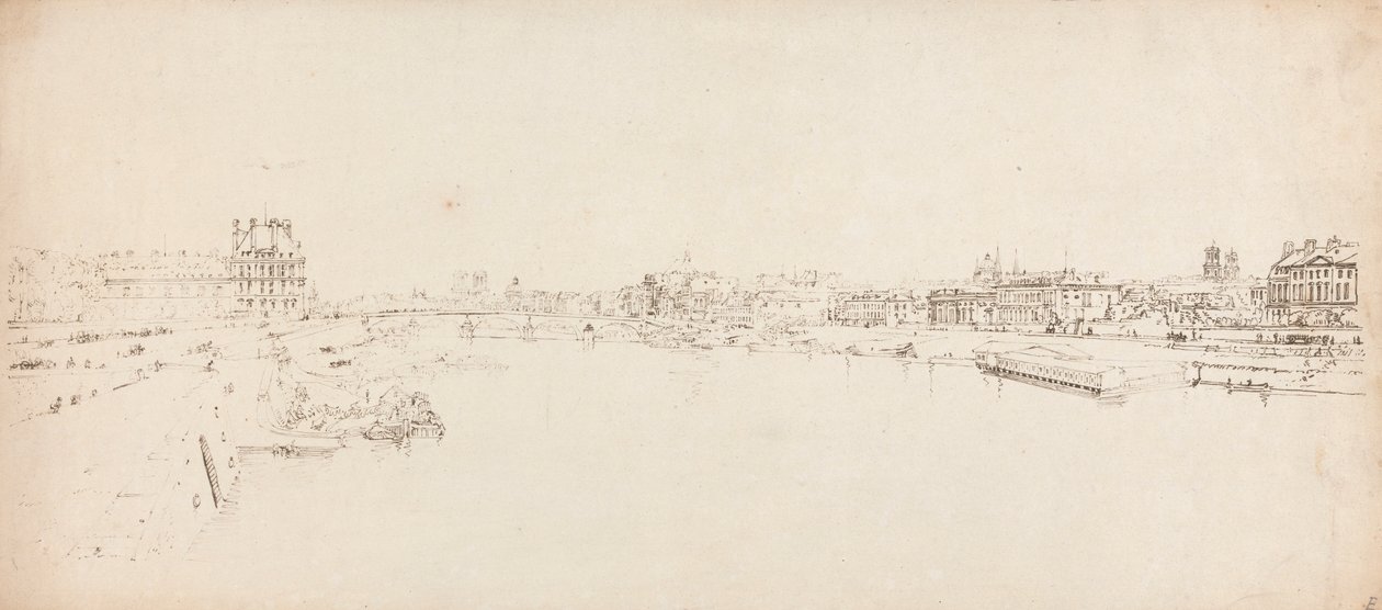View of the Tuileries and Bridge taken from the Pont de la Concorde by Thomas Girtin