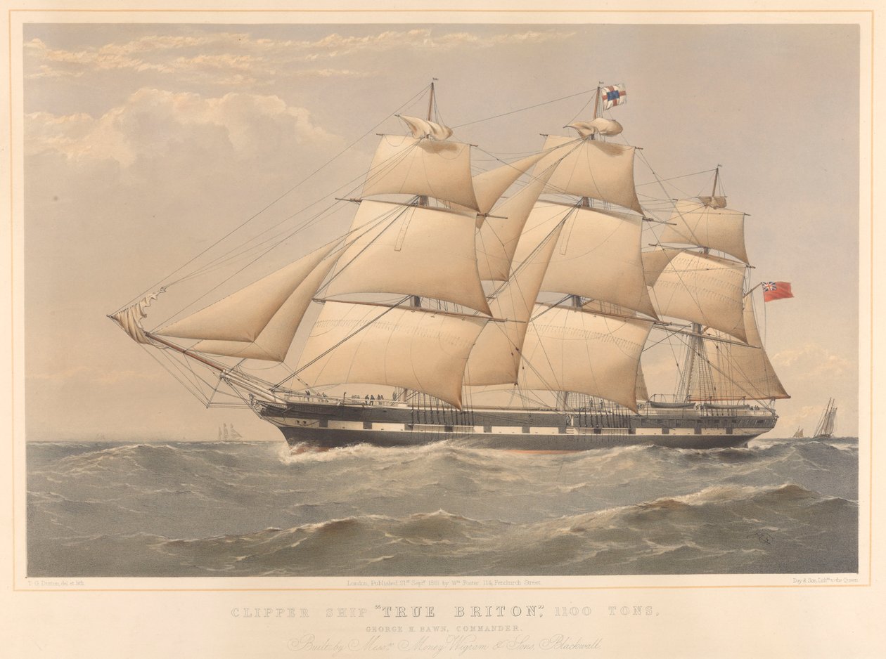 Clipper Ship True Briton 1100 Tons by Thomas Goldsworth Dutton
