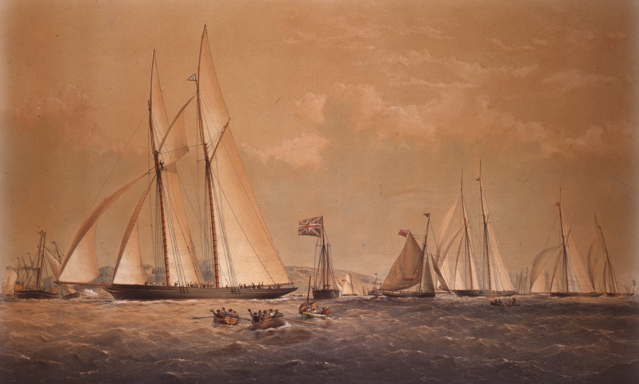 The Cambria Winning Anglo American Yacht Race by Thomas Goldsworth Dutton