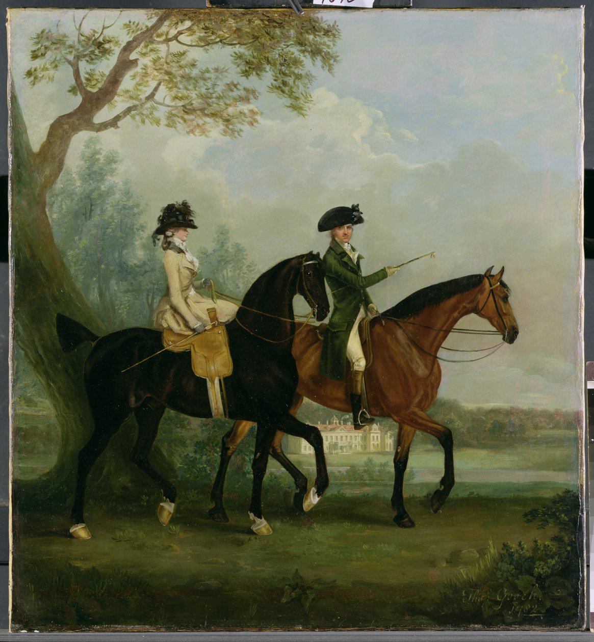 The Hon. Marcia Pitt Riding with her Brother, the Hon. George Pitt in the Park of Stratfield Saye House by Thomas Gooch