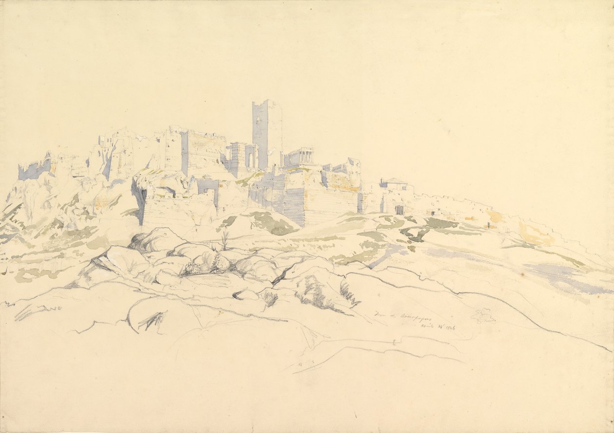 The Acropolis from the Areopagus, Athens by Thomas Hartley Cromek