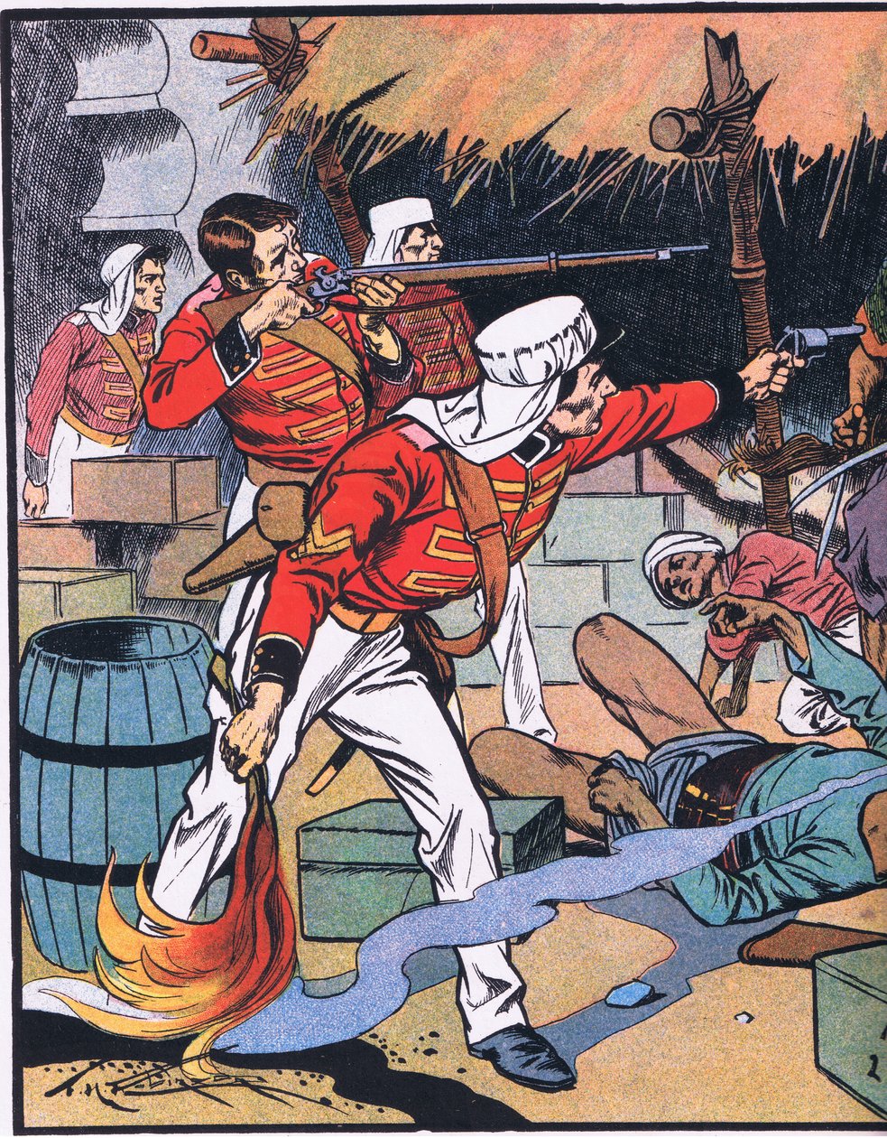 The Destruction of the Magazine at Delhi by Thomas Heath Robinson