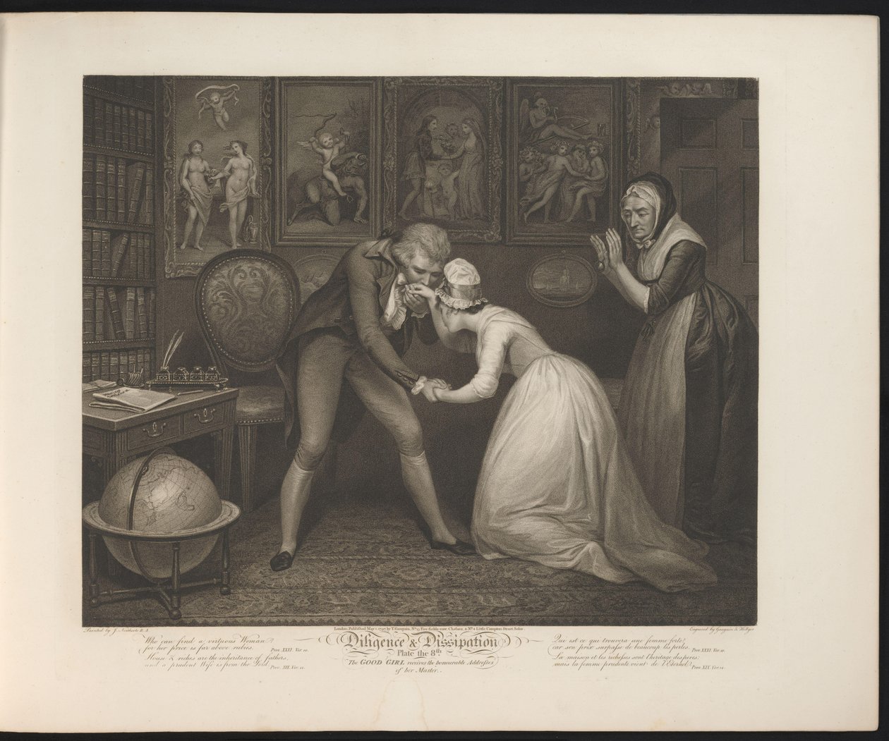The Master Proposes to the Modest Maid (Plate 8. The Good Girl Receives the Honourable Addresses of Her Master) by Thomas Hellyer