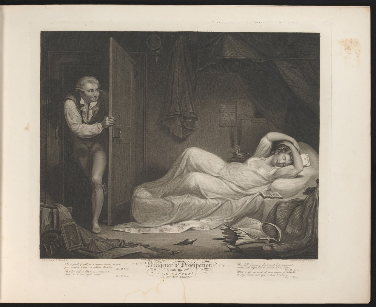 Wanton Maid Sleeping While a Man Sneaks In (series title: Virtue and Vice, Diligence & Dissipation) by Thomas Hellyer