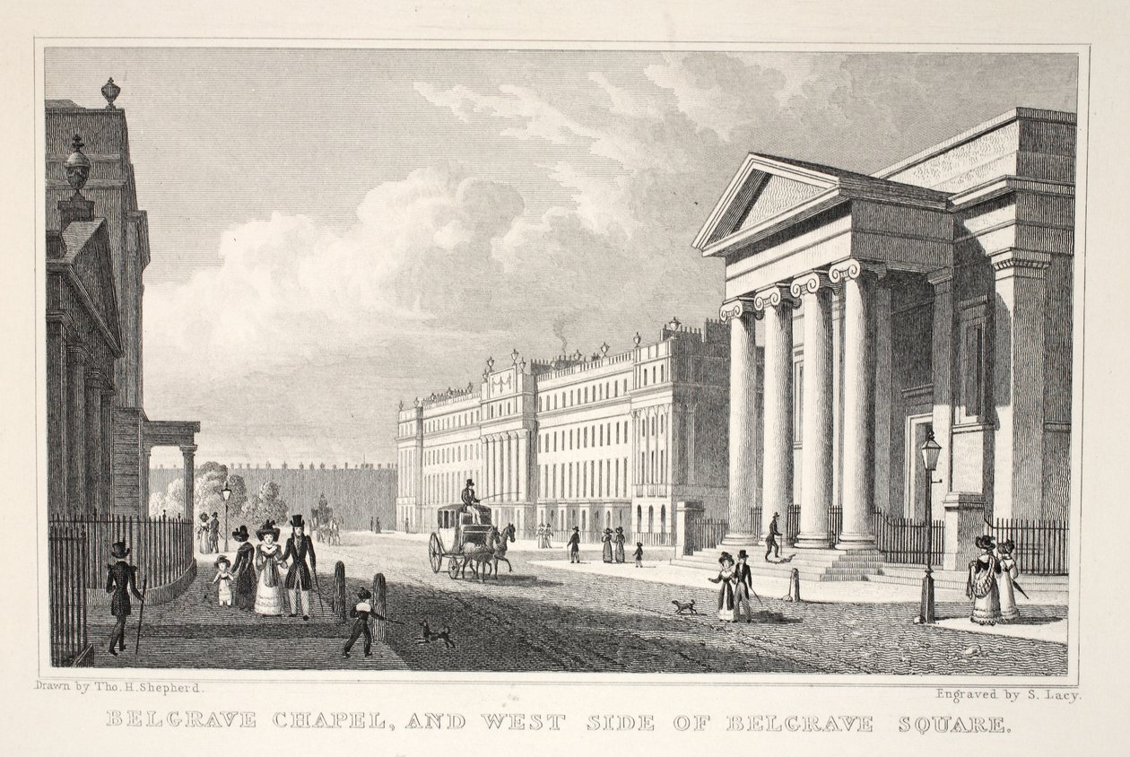 Belgrave Chapel and West Side of Belgrave Square by Thomas Hosmer Shepherd