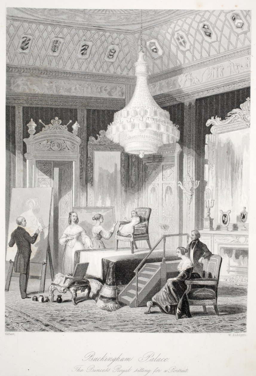 Buckingham Palace - The Princess Royal sitting for a Portrait, from London Interiors with their Costumes and Ceremonies by Thomas Hosmer Shepherd