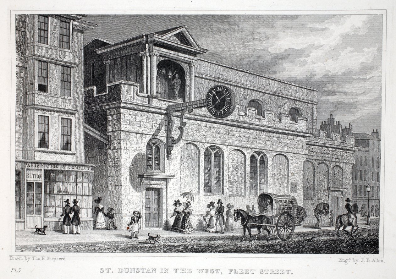 Church of St Dunstan, in the West, Fleet Street, from 