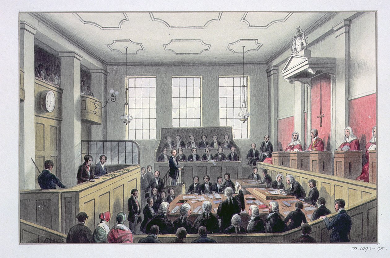 The Old Bailey, London (interior) by Thomas Hosmer Shepherd