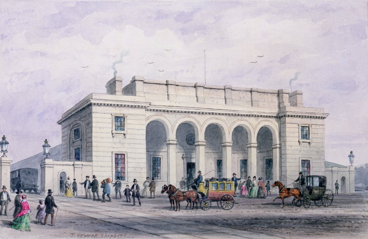 The South-Western Railway Station at Nine Elms Vauxhall by Thomas Hosmer Shepherd