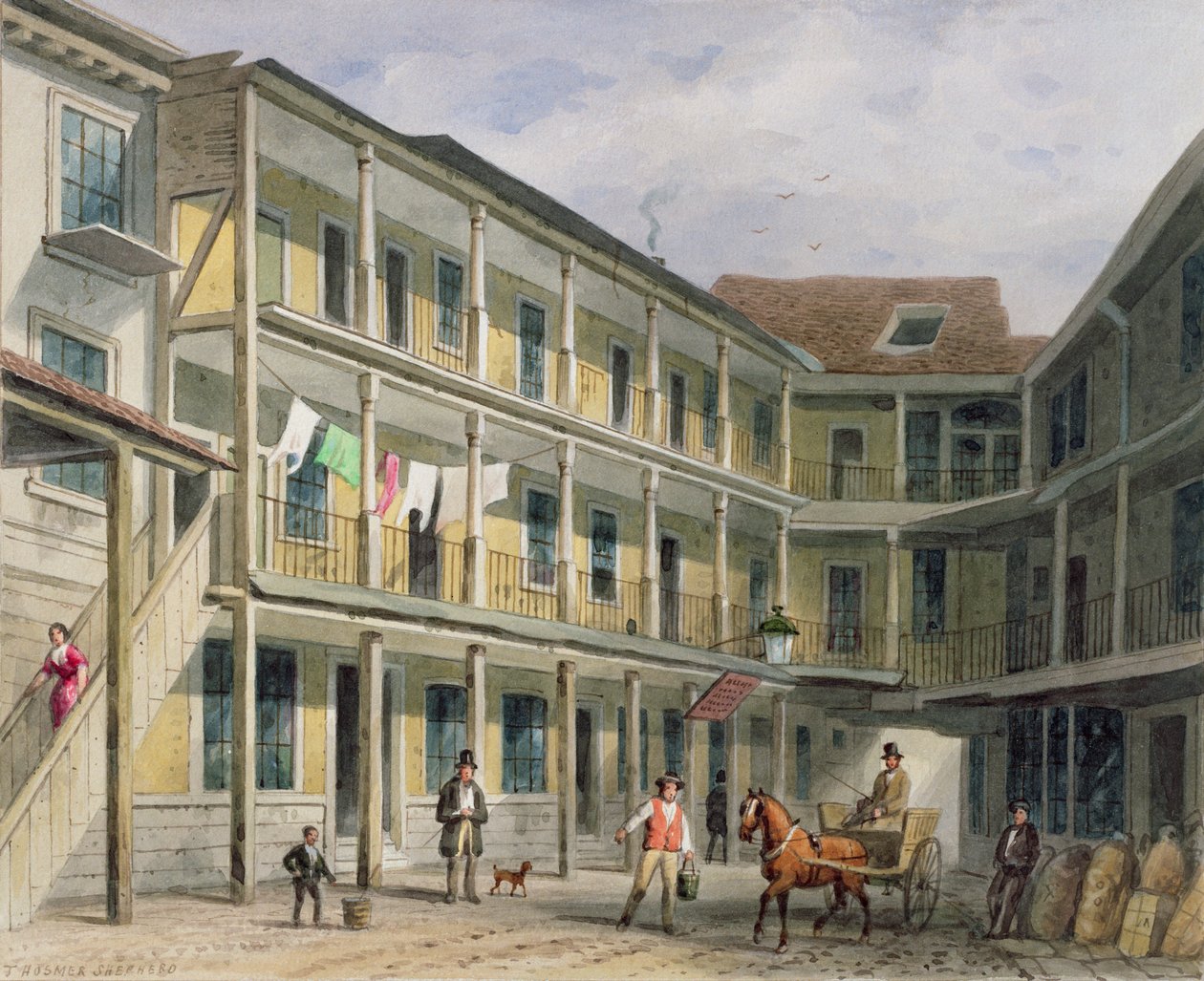 View of Blue Boar Inn yard, no.30 Aldgate, c.1850