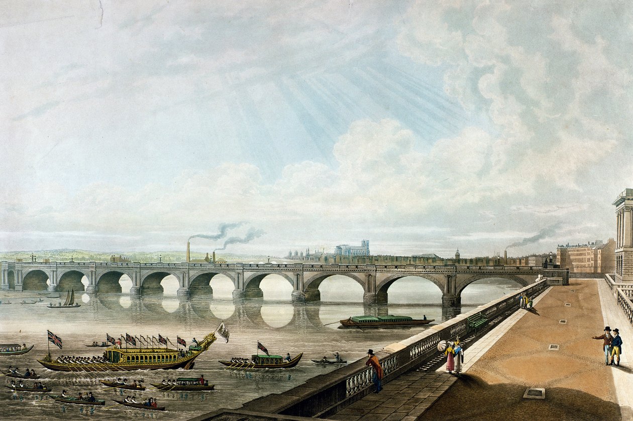 View of Waterloo Bridge from the East End of Somerset House Terrace by Thomas Hosmer Shepherd
